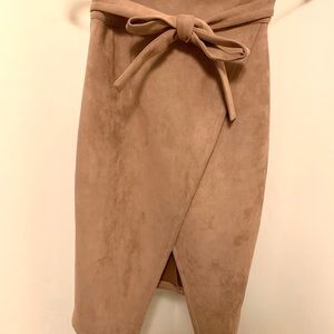 Wrap Skirt w/ Tie Belt - Mauve/Taupe